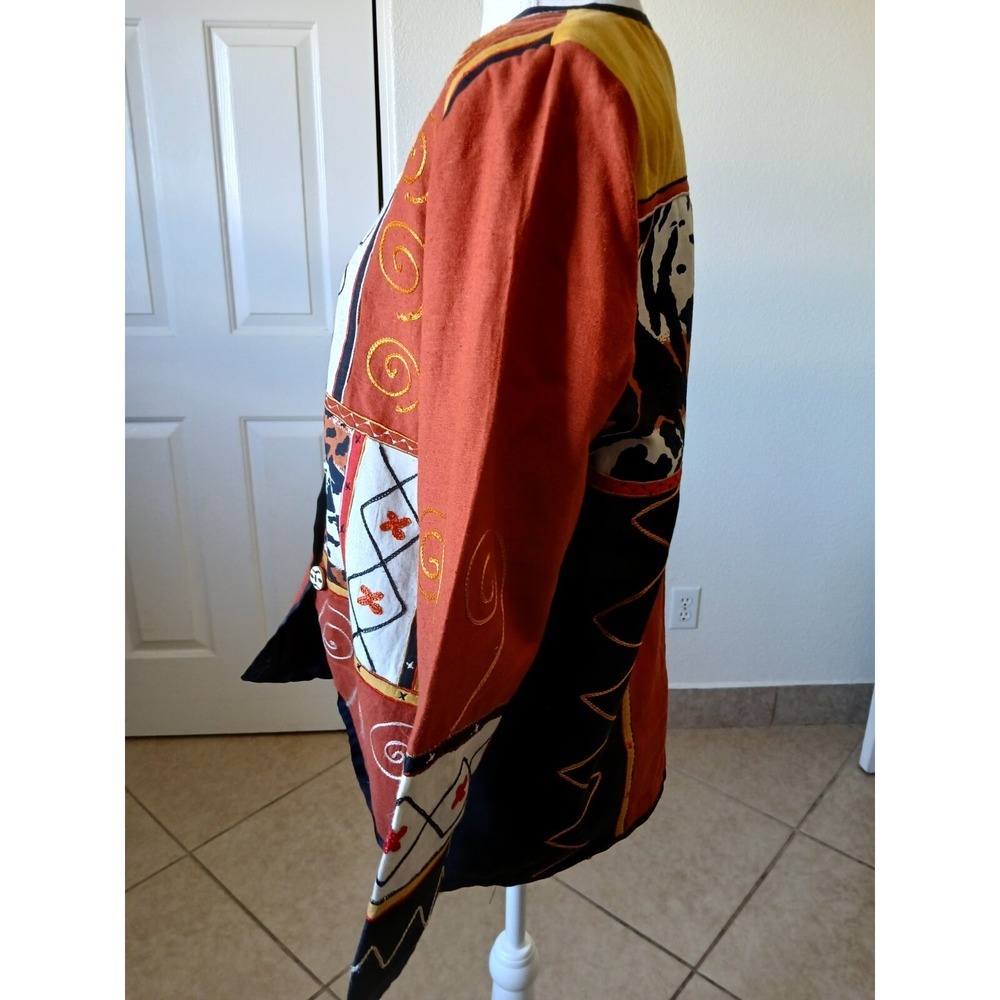 Indigo Moon Boho Patchwork Embroidered Jacket Siz… - image 5